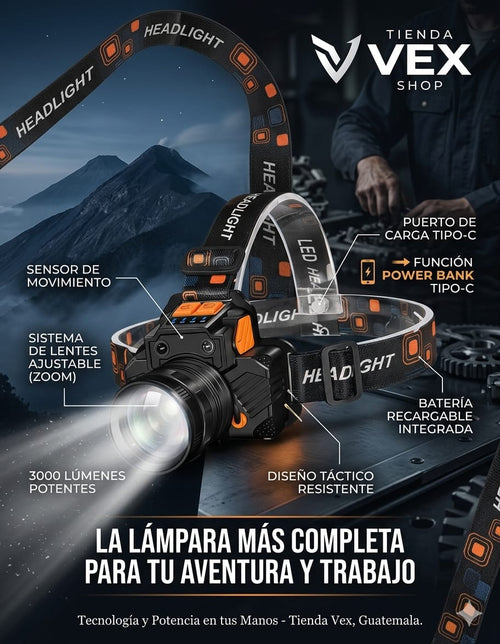 Lámpara de cabeza LED recargable